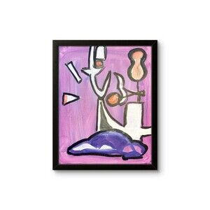 Contemporary Acrylic Painting  14x11 Vibrant Abstract Experiment with purple